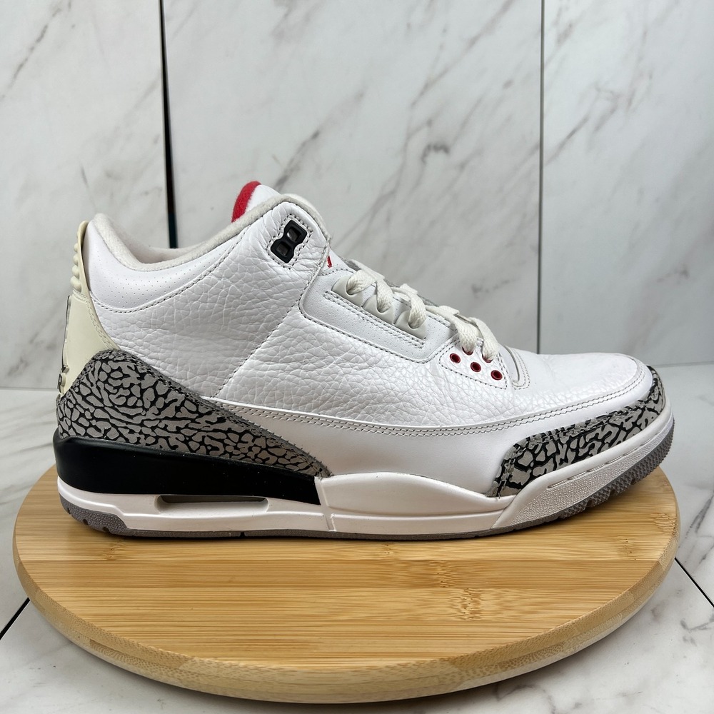 2011 Nike Air Jordan 3 Retro White Cement Mens Size 12.5 Sneakers 136064-105